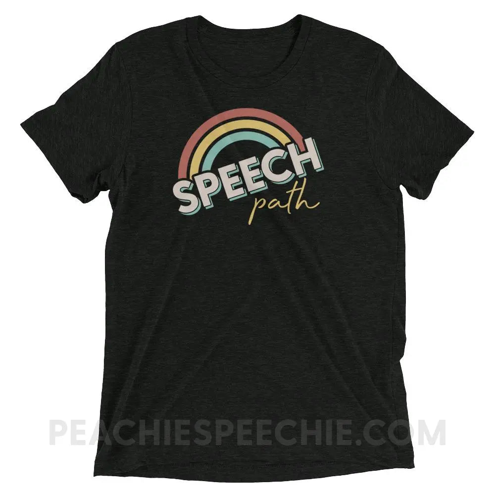 Speech Path Rainbow Tri-Blend Tee - Charcoal-Black Triblend / XS - peachiespeechie.com