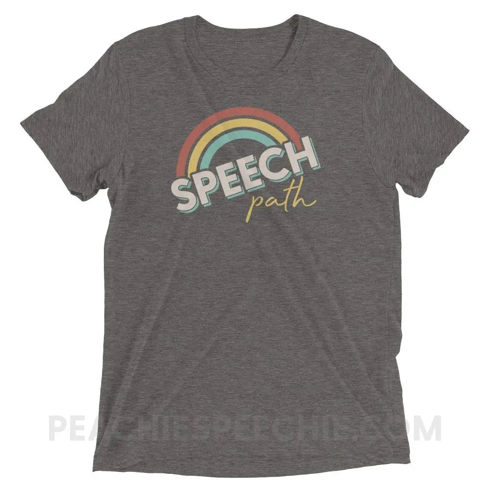 Speech Path Rainbow Tri-Blend Tee - Grey Triblend / XS - peachiespeechie.com