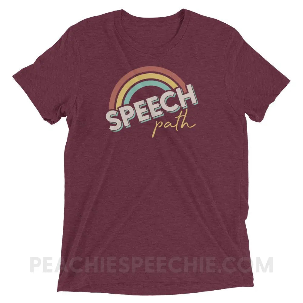 Speech Path Rainbow Tri-Blend Tee - Maroon Triblend / XS - peachiespeechie.com