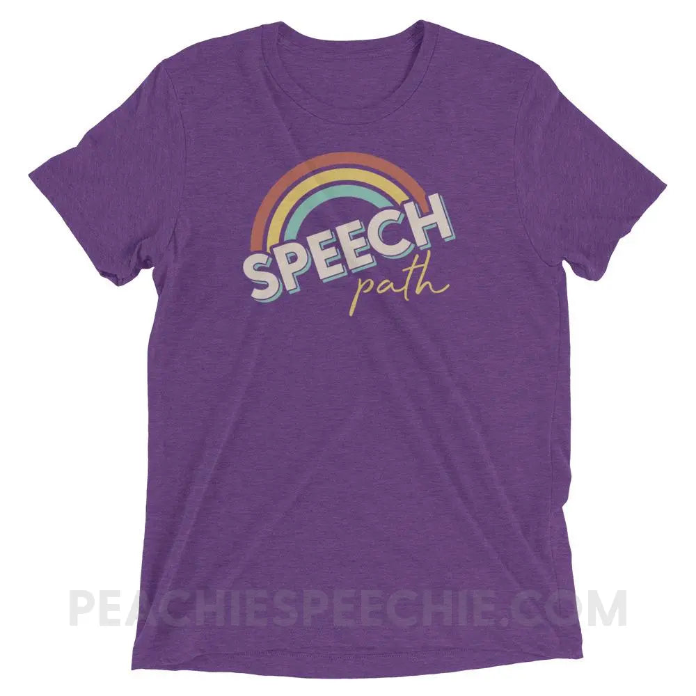 Speech Path Rainbow Tri-Blend Tee - Purple Triblend / XS - peachiespeechie.com