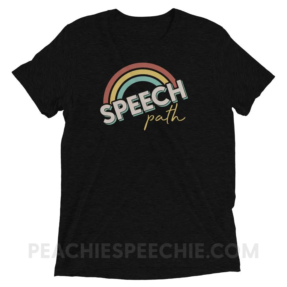 Speech Path Rainbow Tri-Blend Tee - Solid Black Triblend / XS - peachiespeechie.com
