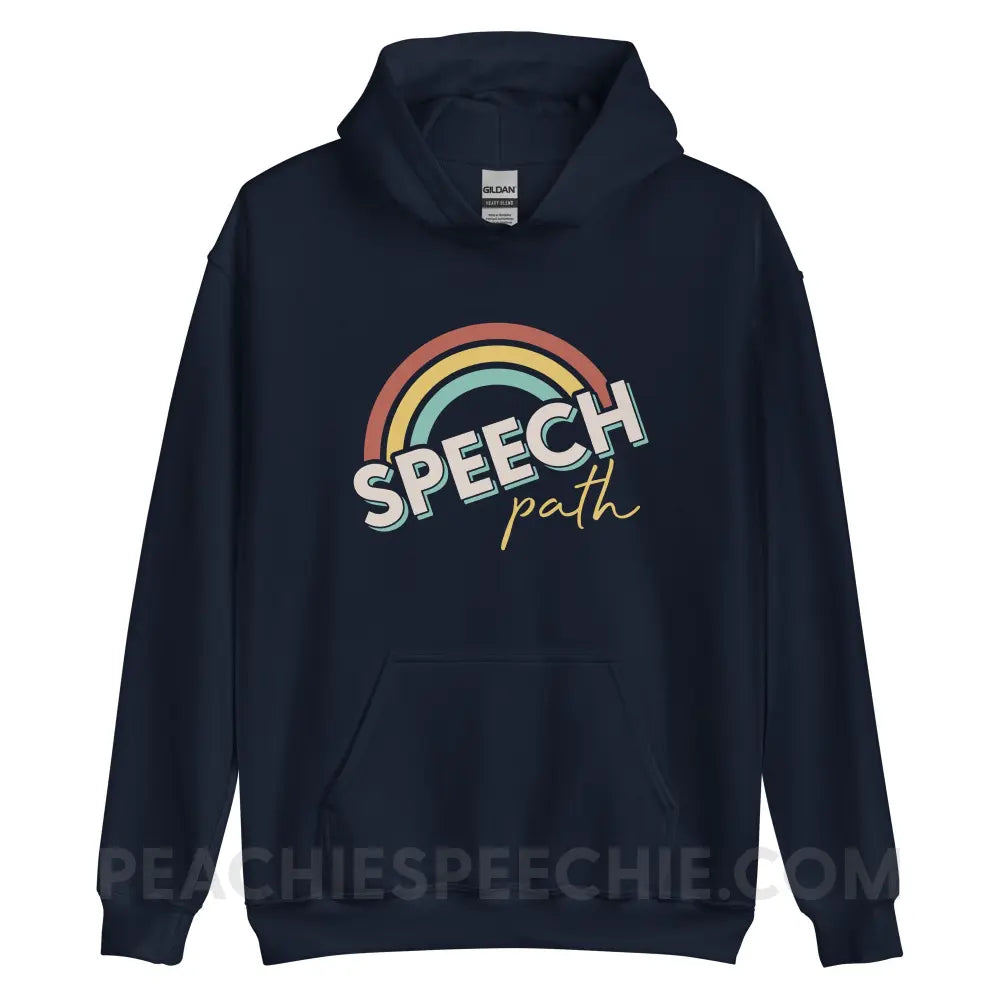 Speech Path Rainbow Classic Hoodie - Navy / S - peachiespeechie.com