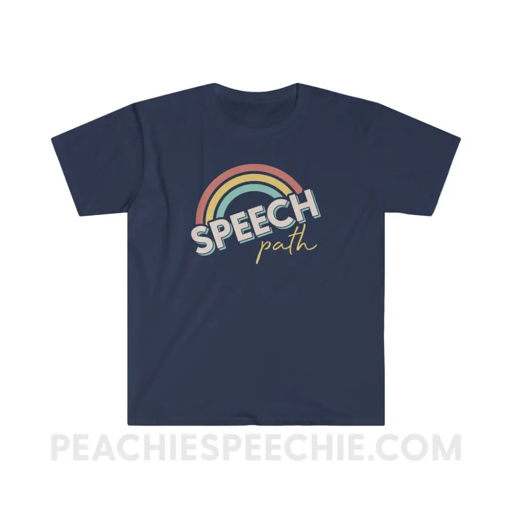 Speech Path Rainbow Classic Tee - Navy / S - T-Shirt peachiespeechie.com