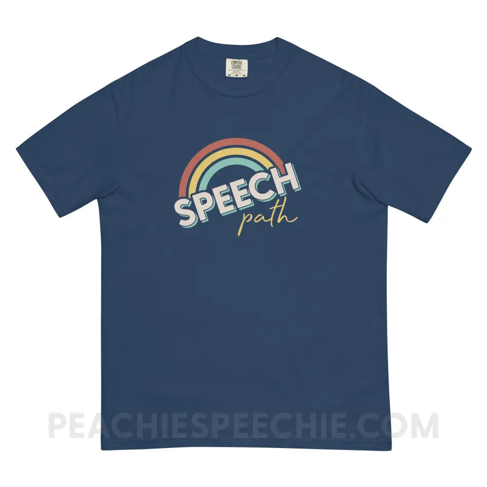 Speech Path Rainbow Comfort Colors Tee - True Navy / S - T-Shirt peachiespeechie.com