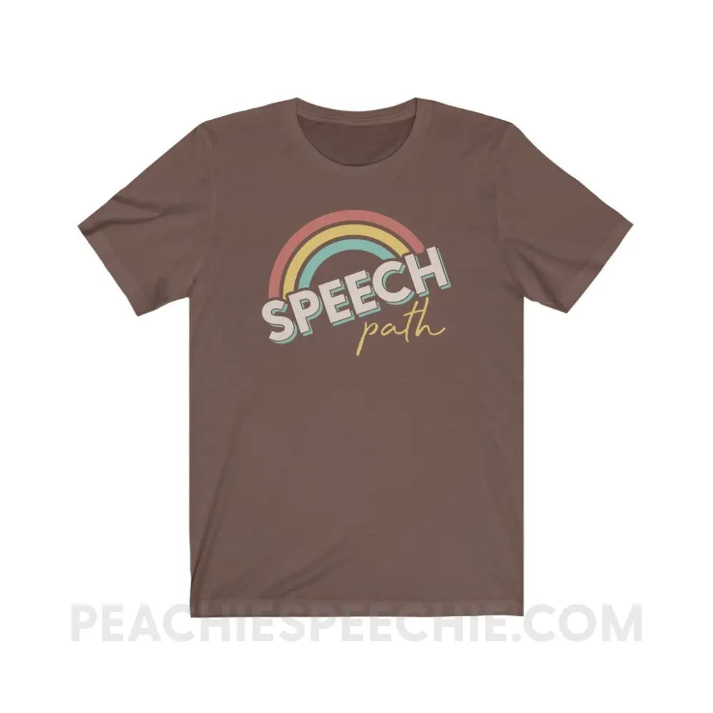 Speech Path Rainbow Premium Soft Tee - Brown / S T-Shirt peachiespeechie.com