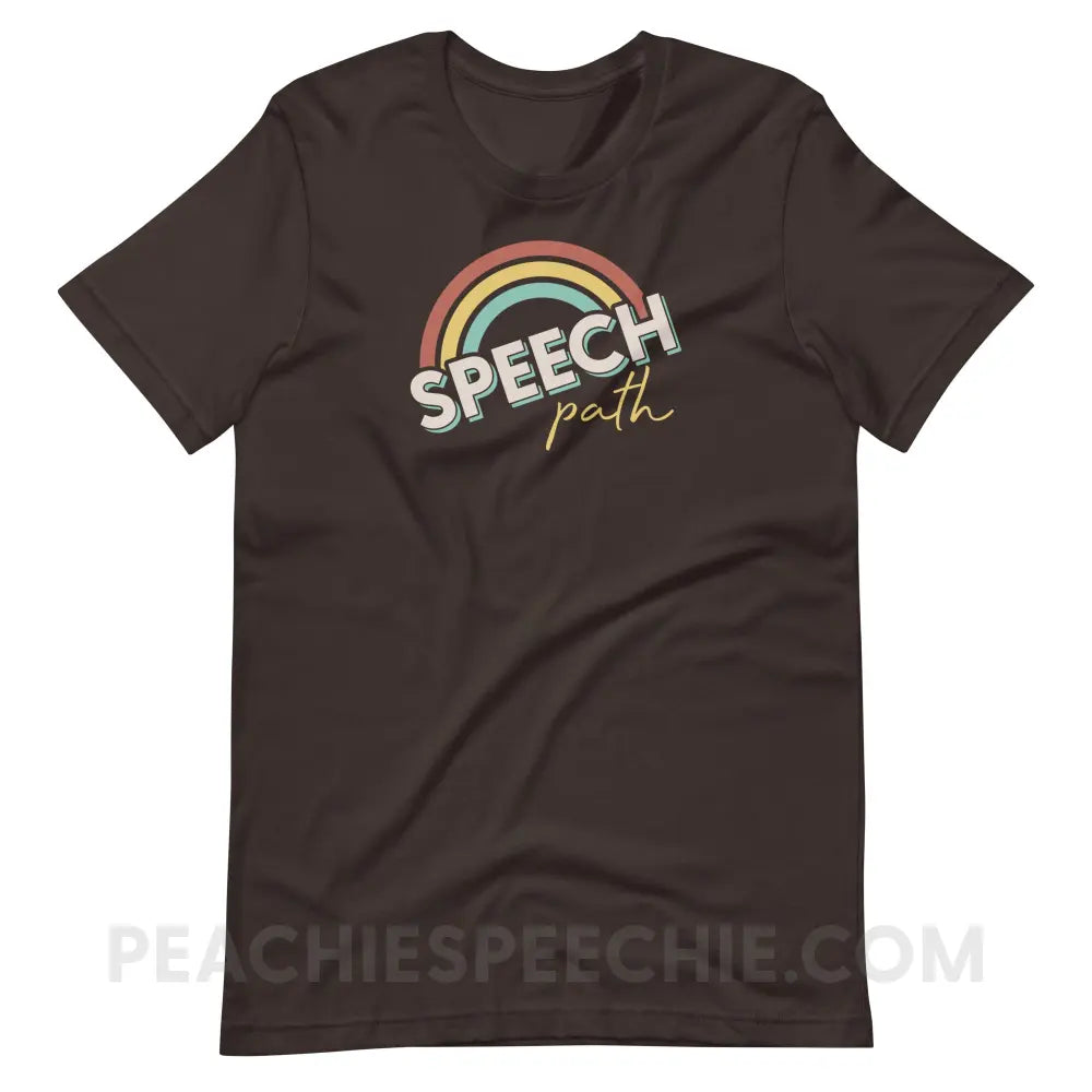 Speech Path Rainbow Premium Soft Tee - Brown / S - T-Shirt peachiespeechie.com