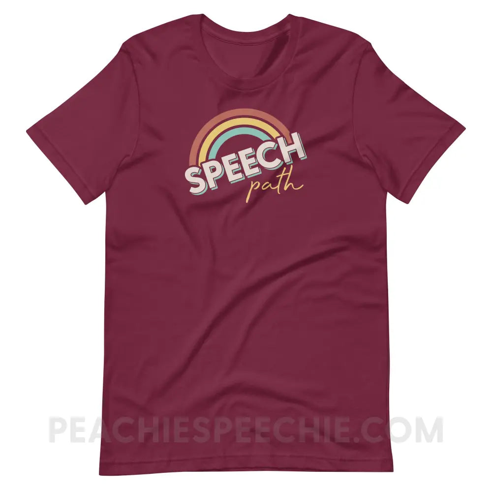 Speech Path Rainbow Premium Soft Tee - Maroon / S - T-Shirt peachiespeechie.com