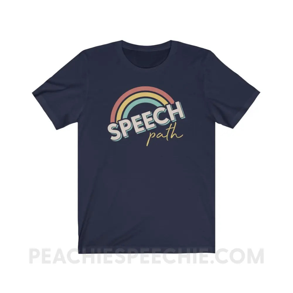 Speech Path Rainbow Premium Soft Tee - Navy / S T-Shirt peachiespeechie.com