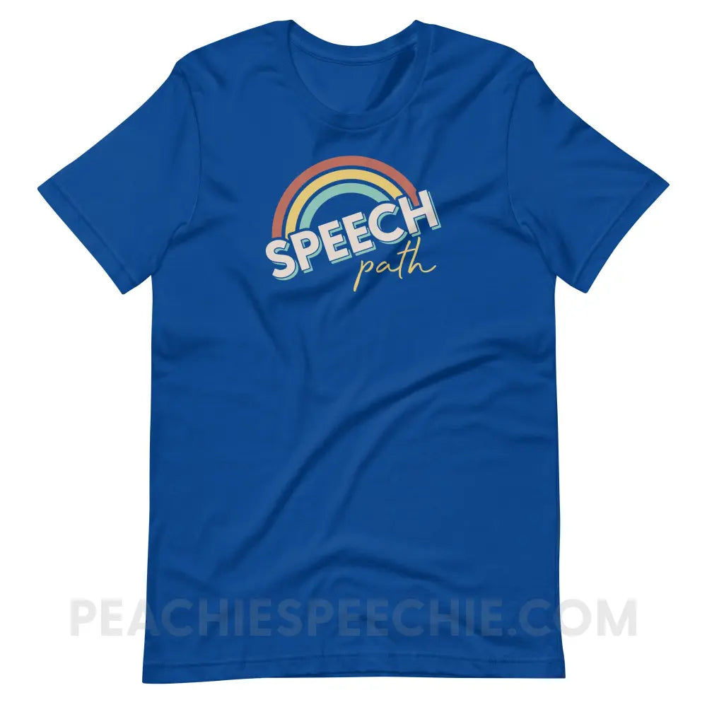 Speech Path Rainbow Premium Soft Tee - True Royal / S - T-Shirt peachiespeechie.com