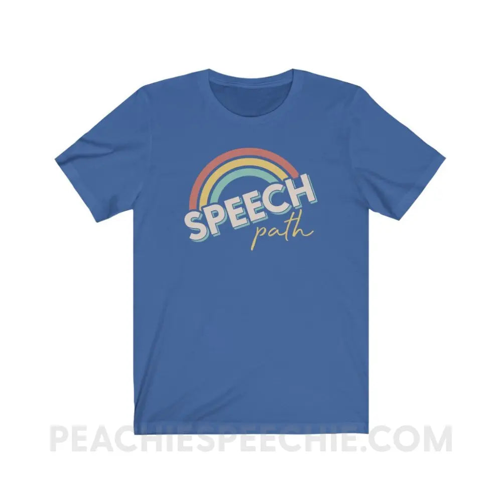 Speech Path Rainbow Premium Soft Tee - True Royal / S T-Shirt peachiespeechie.com