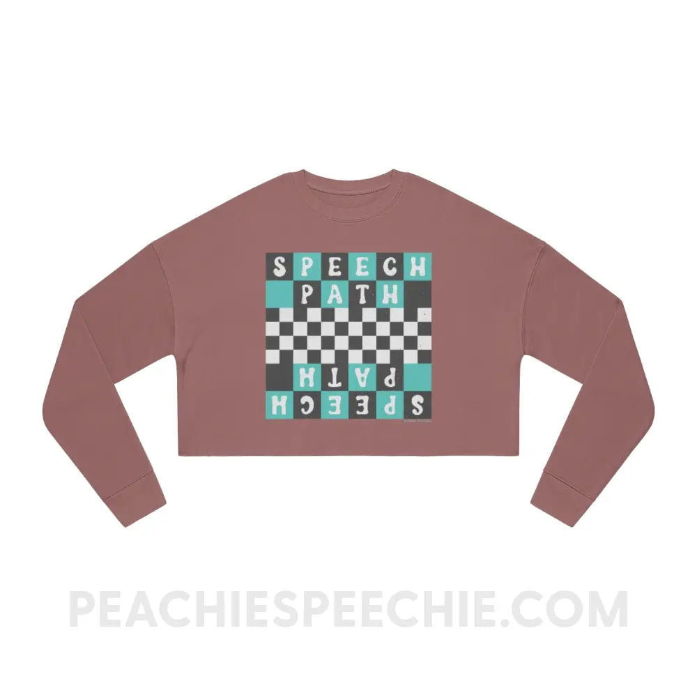 Speech Path Retro Checkerboard Soft Crop Sweatshirt - Mauve / S - peachiespeechie.com