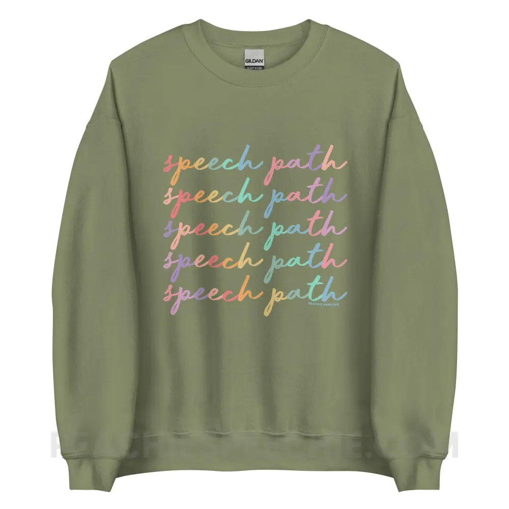 Speech Path Script Classic Sweatshirt - Military Green / S - peachiespeechie.com