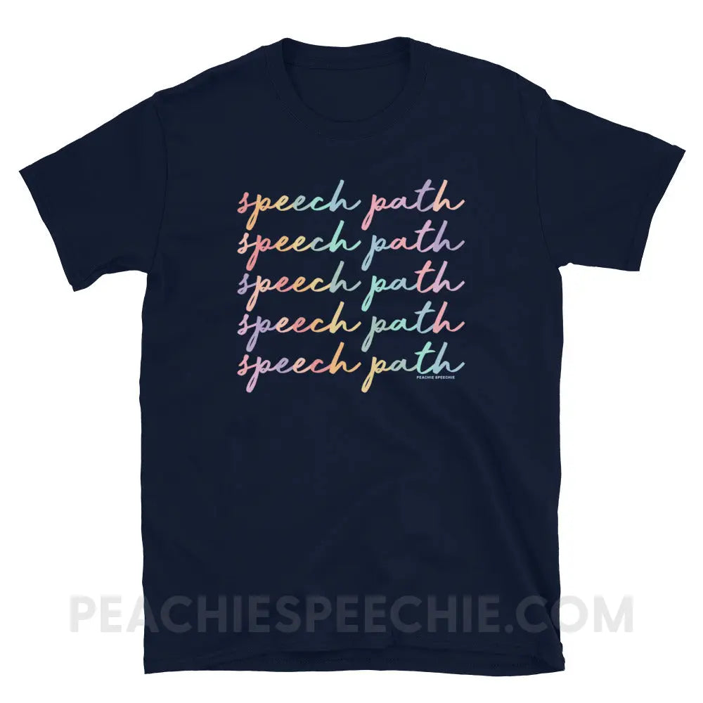 Speech Path Script Classic Tee - Navy / S - T-Shirt peachiespeechie.com