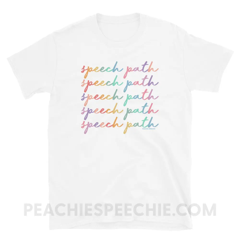 Speech Path Script Classic Tee - White / S - T-Shirt peachiespeechie.com