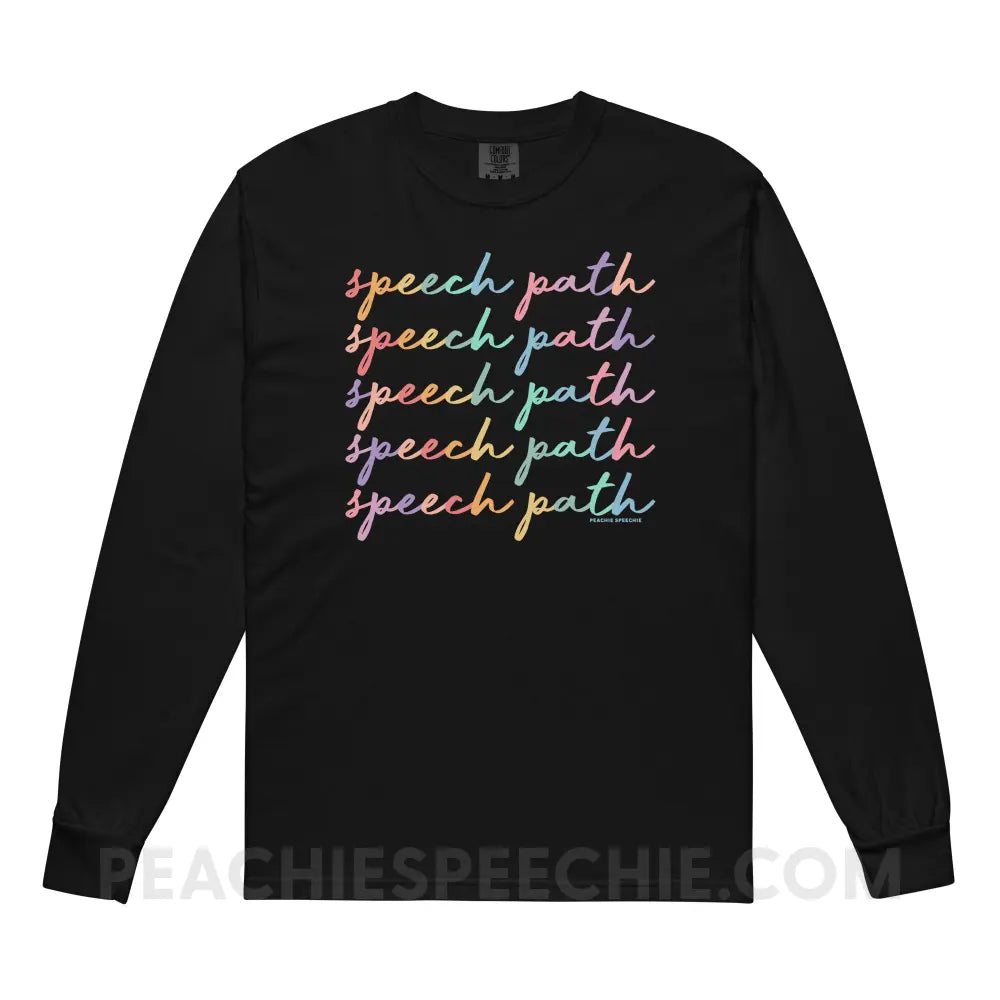 Speech Path Script Comfort Colors Long Sleeve - Black / S - Long-sleeve peachiespeechie.com