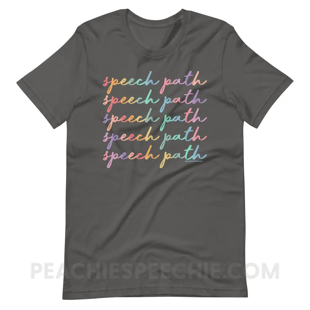 Speech Path Script Premium Soft Tee - Asphalt / S - T-Shirt peachiespeechie.com