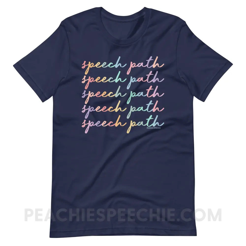 Speech Path Script Premium Soft Tee - Navy / S - T-Shirt peachiespeechie.com