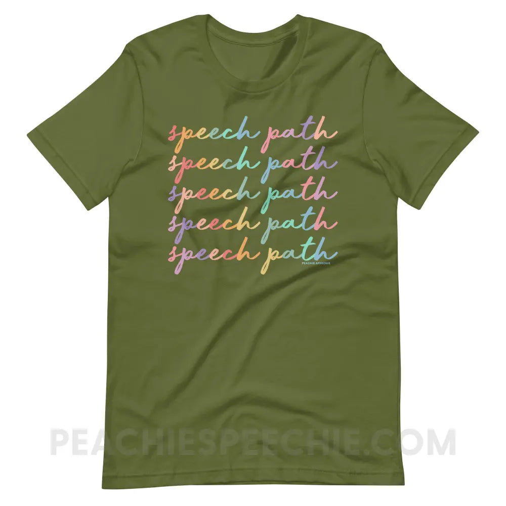 Speech Path Script Premium Soft Tee - Olive / S - T-Shirt peachiespeechie.com