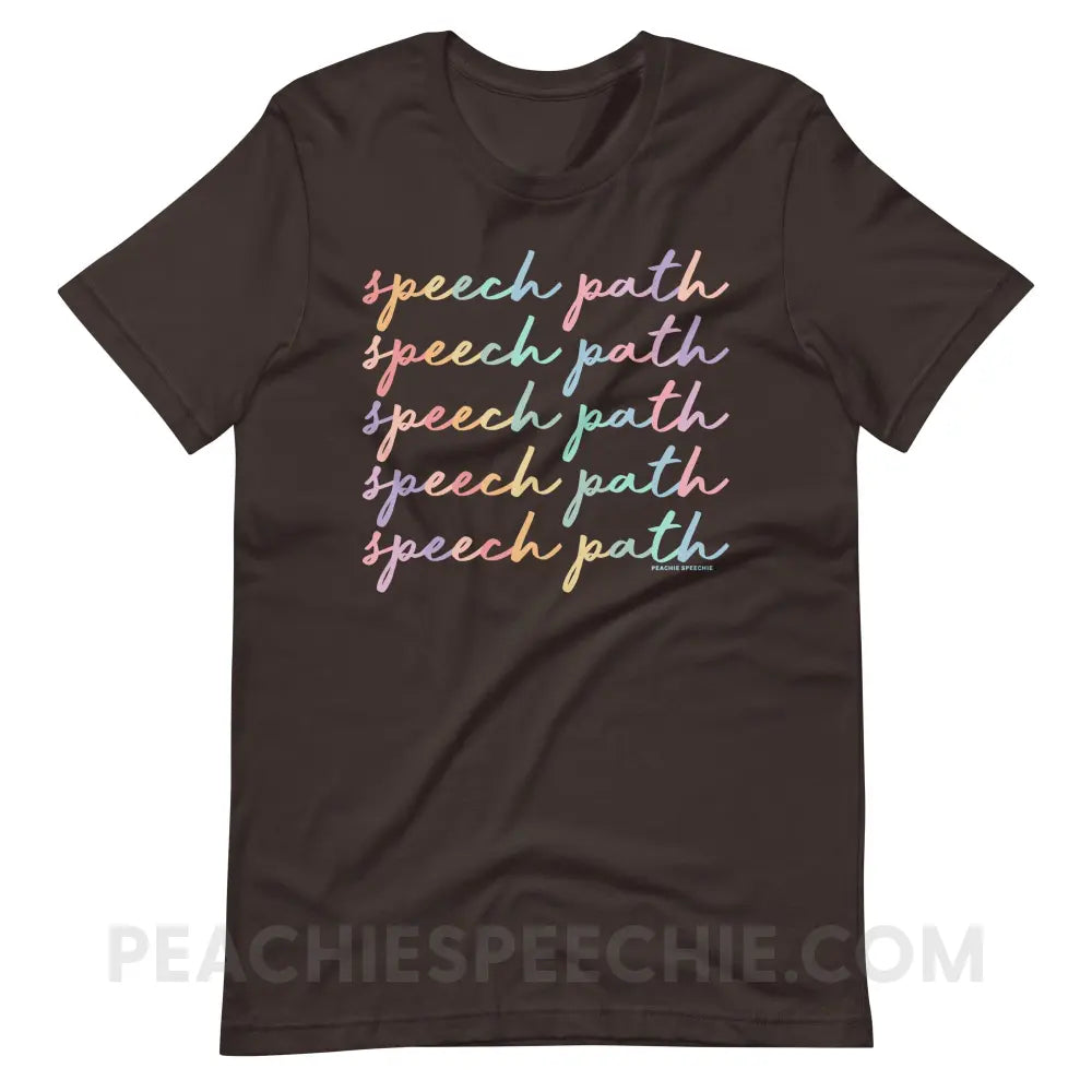 Speech Path Script Premium Soft Tee - Brown / S - T-Shirt peachiespeechie.com