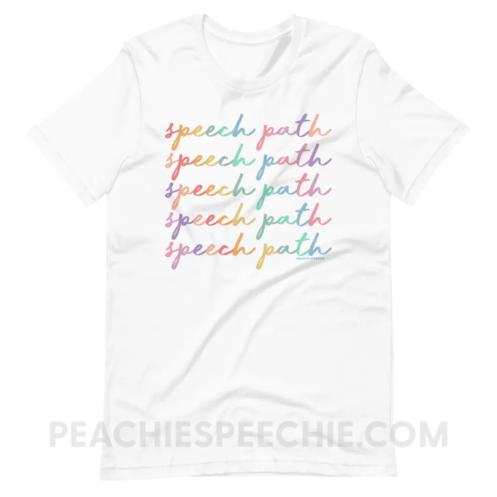 Speech Path Script Premium Soft Tee - White / S - T-Shirt peachiespeechie.com