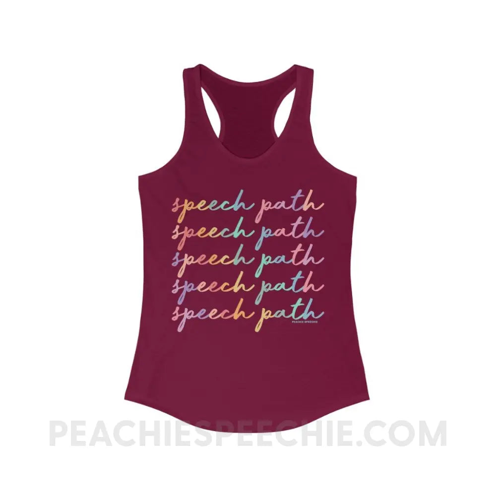 Speech Path Script Superfly Racerback - Solid Cardinal Red / XS - Tank Top peachiespeechie.com