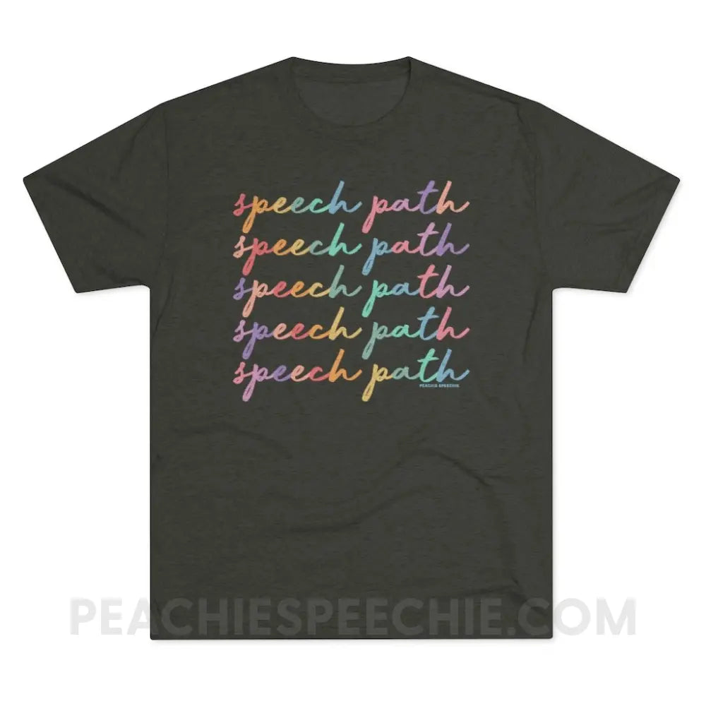 Speech Path Script Vintage Tri-Blend - Macchiato / S - T-Shirt peachiespeechie.com