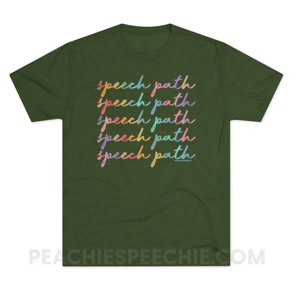 Speech Path Script Vintage Tri-Blend - Military Green / S - T-Shirt peachiespeechie.com