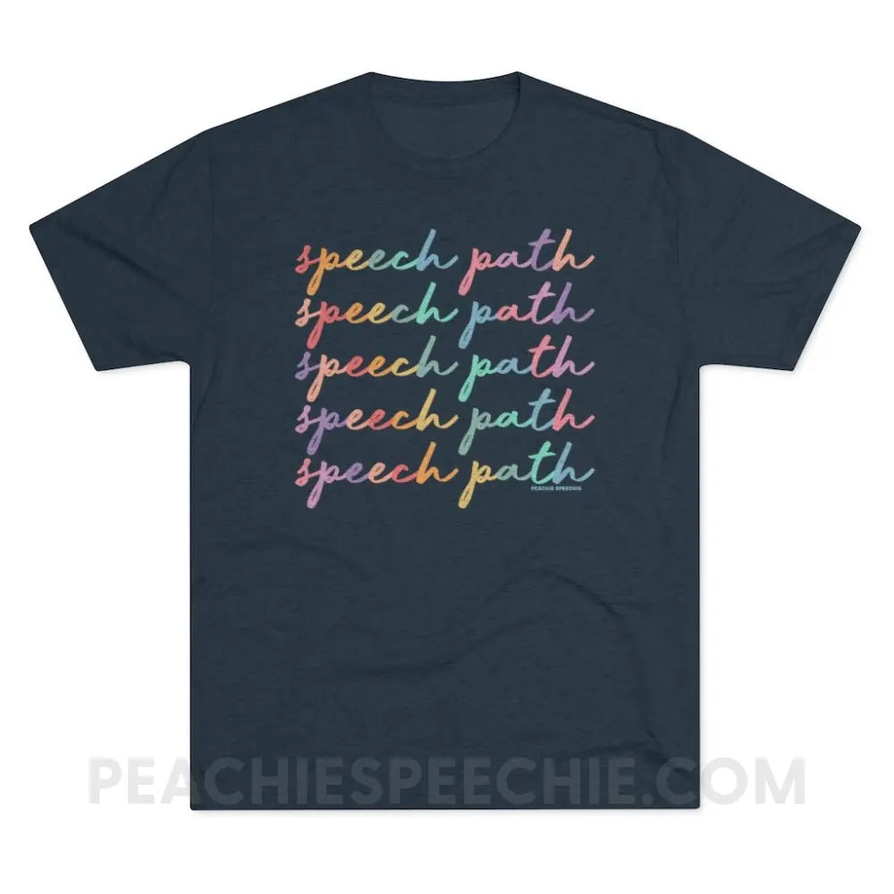 Speech Path Script Vintage Tri-Blend - Navy / S - T-Shirt peachiespeechie.com