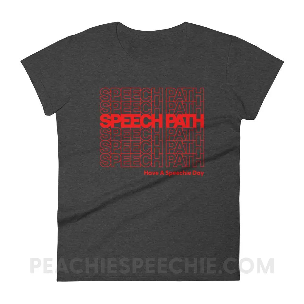 Speech Path Women’s Trendy Tee - Heather Dark Grey / S - T-Shirts & Tops peachiespeechie.com