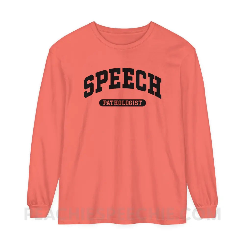 Speech Pathologist Arch Comfort Colors Long Sleeve - Bright Salmon / S - Long-sleeve peachiespeechie.com