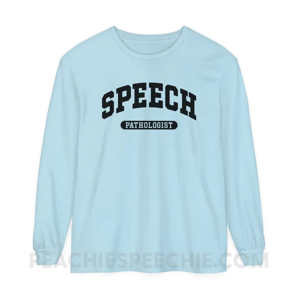 Speech Pathologist Arch Comfort Colors Long Sleeve - Chambray / S - Long-sleeve peachiespeechie.com