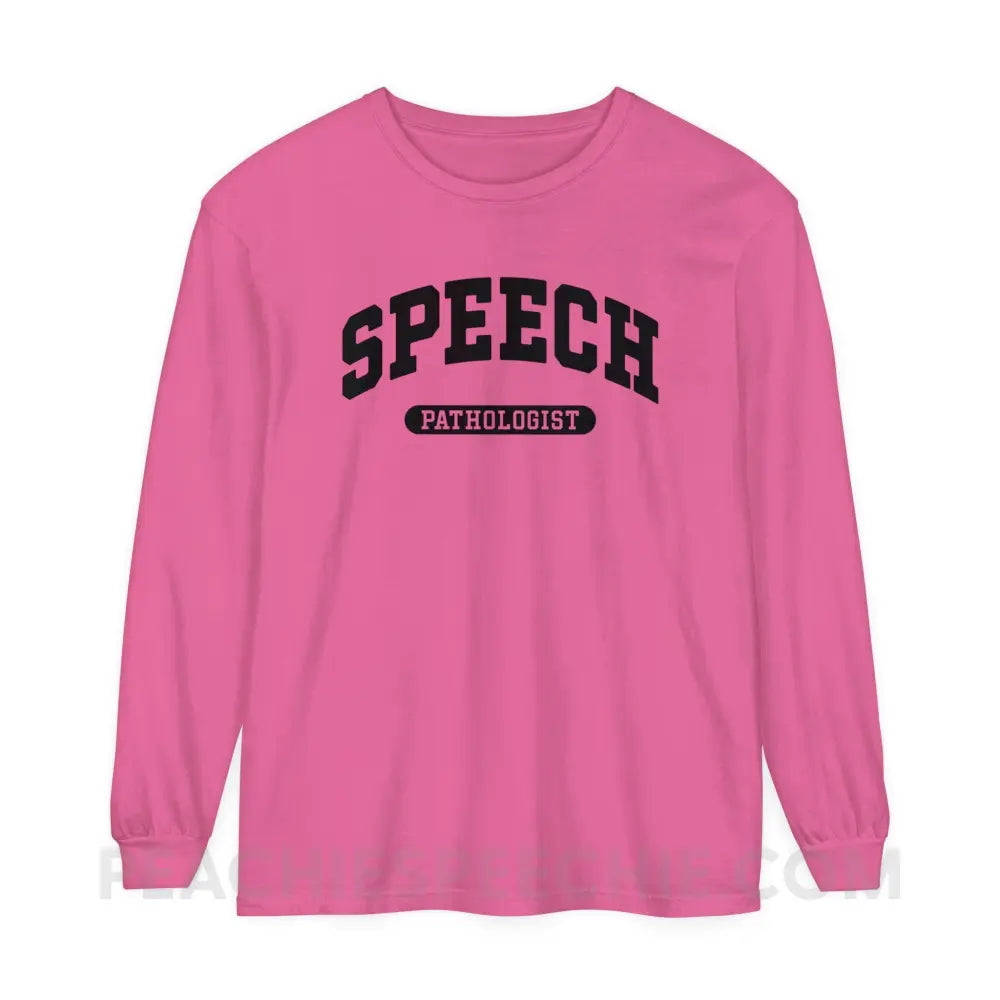 Speech Pathologist Arch Comfort Colors Long Sleeve - Crunchberry / S - Long-sleeve peachiespeechie.com