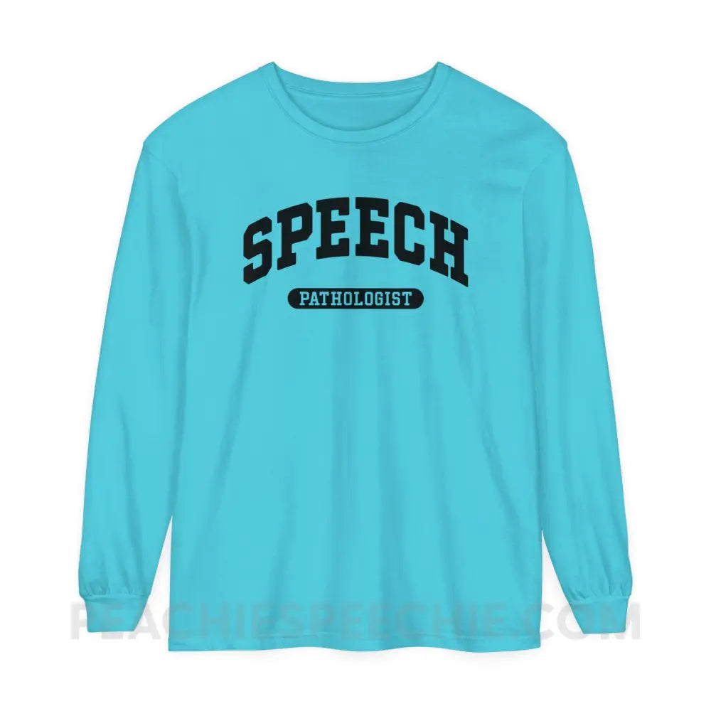 Speech Pathologist Arch Comfort Colors Long Sleeve - Lagoon Blue / S - Long-sleeve peachiespeechie.com