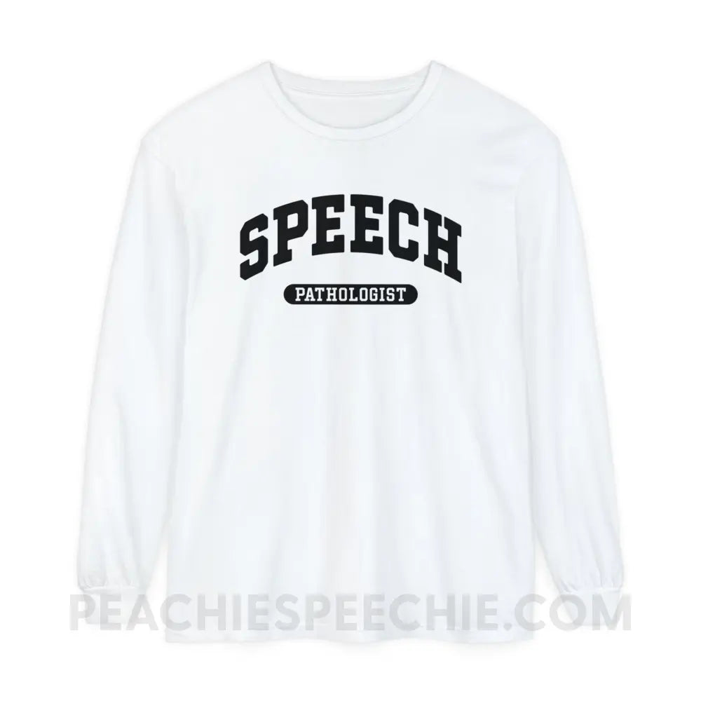 Speech Pathologist Arch Comfort Colors Long Sleeve - White / S - Long-sleeve peachiespeechie.com