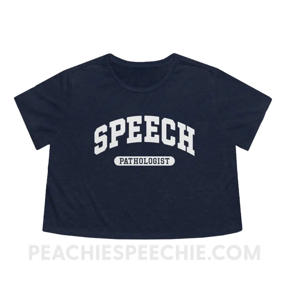 Speech Pathologist Arch Crop Tee - Heather Navy / S - T-Shirt peachiespeechie.com