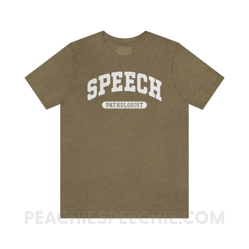 Speech Pathologist Arch Premium Soft Tee - Heather Olive / S - T-Shirt peachiespeechie.com