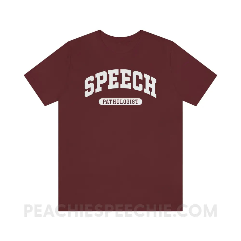 Speech Pathologist Arch Premium Soft Tee - Maroon / S - T-Shirt peachiespeechie.com