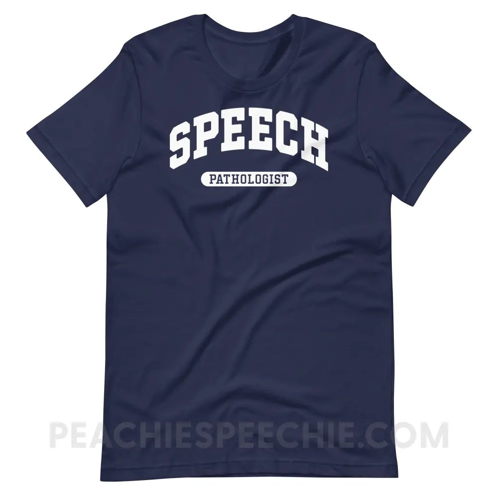 Speech Pathologist Arch Premium Soft Tee - Navy / S - T-Shirt peachiespeechie.com