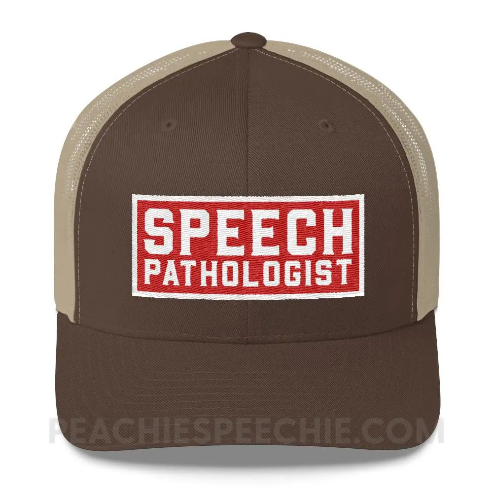 Speech Pathologist Trucker Hat - Brown/ Khaki - Hats peachiespeechie.com