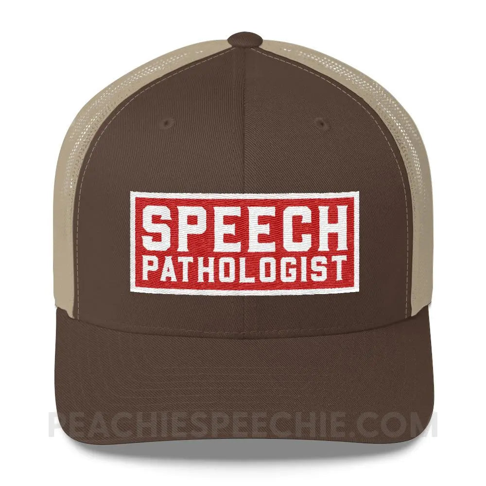 Speech Pathologist Trucker Hat - Brown/ Khaki - Hats peachiespeechie.com