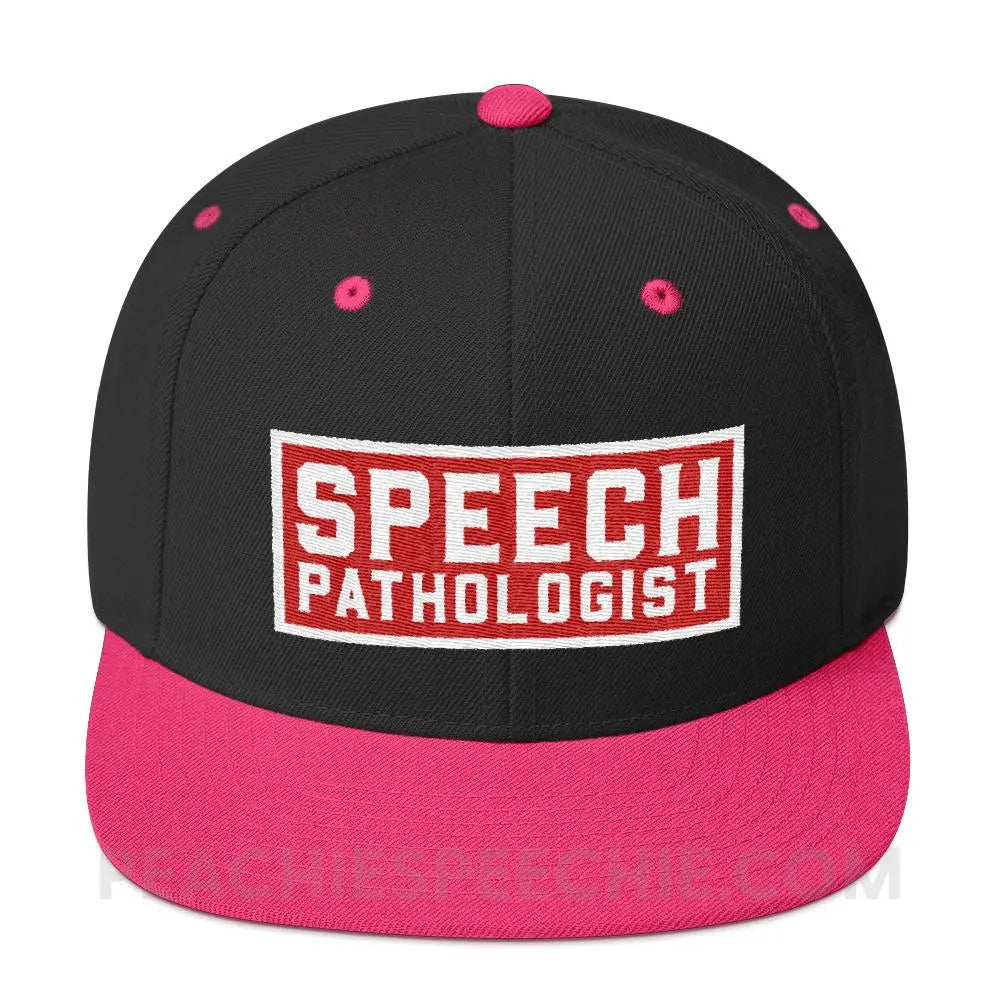 Speech Pathologist Wool Blend Ball Cap - Black/ Neon Pink - Hats peachiespeechie.com