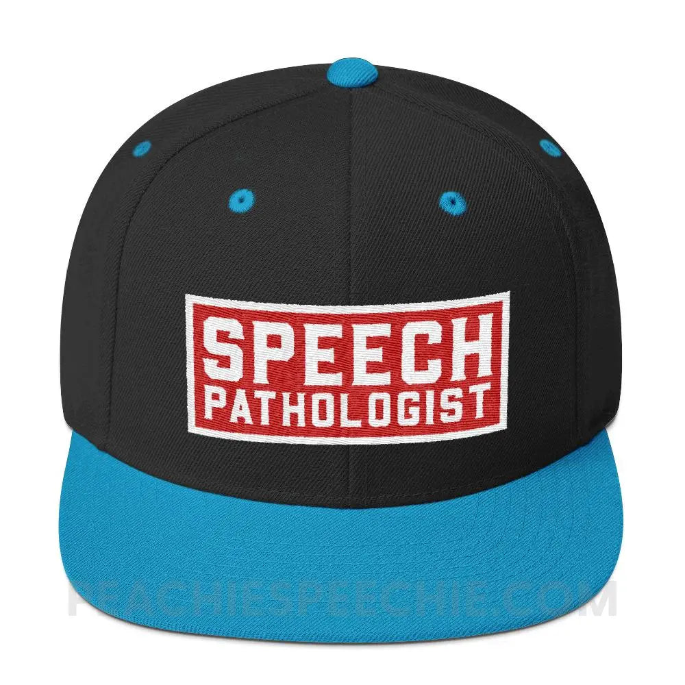 Speech Pathologist Wool Blend Ball Cap - Black/ Teal - Hats peachiespeechie.com