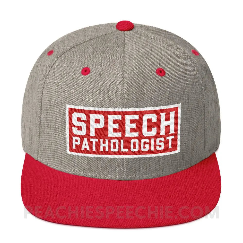 Speech Pathologist Wool Blend Ball Cap - Heather Grey/ Red - Hats peachiespeechie.com