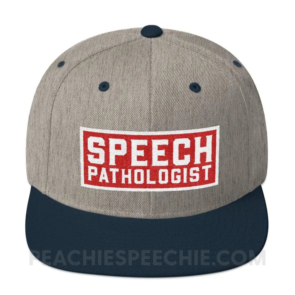 Speech Pathologist Wool Blend Ball Cap - Heather Grey/ Navy - Hats peachiespeechie.com