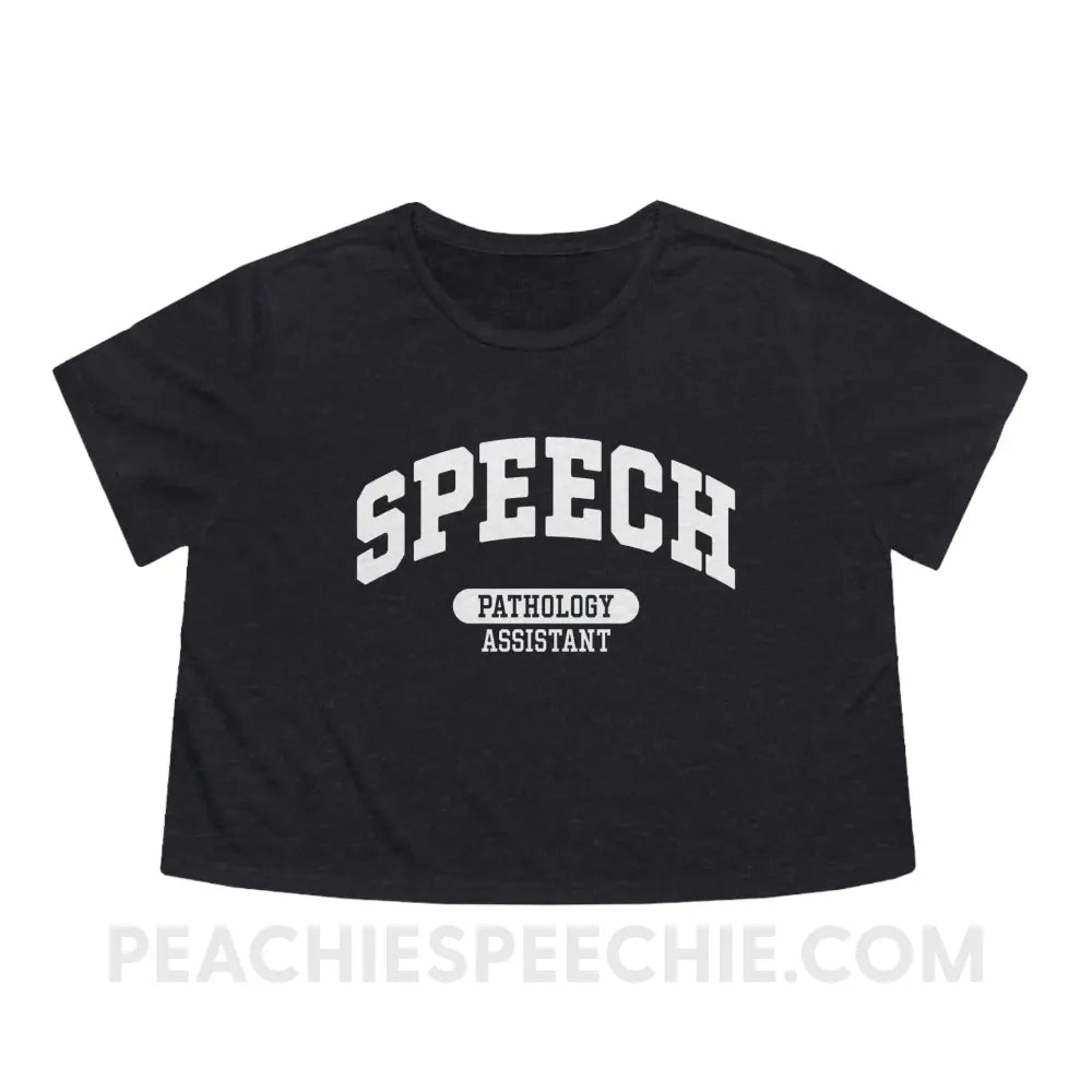 Speech Pathology Assistant (SLPA) Arch Crop Tee - Dark Grey Heather / S - T-Shirt peachiespeechie.com