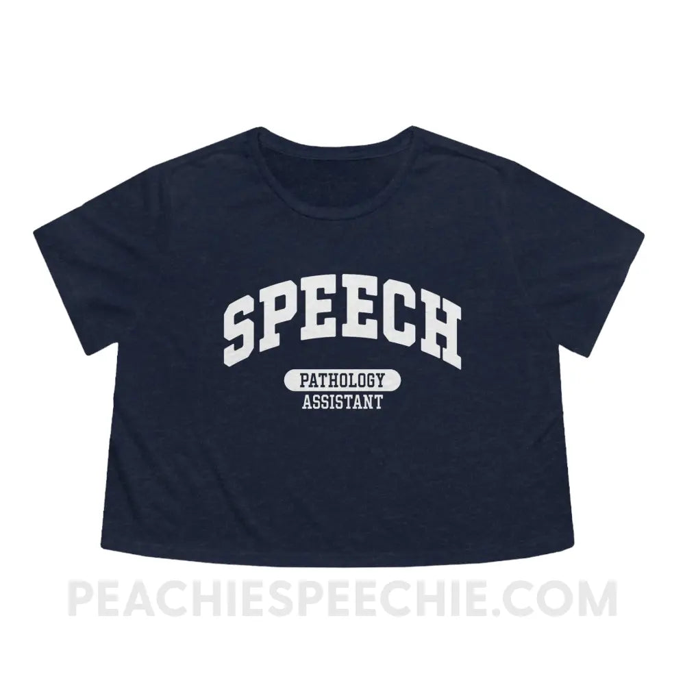Speech Pathology Assistant (SLPA) Arch Crop Tee - Heather Navy / S - T-Shirt peachiespeechie.com