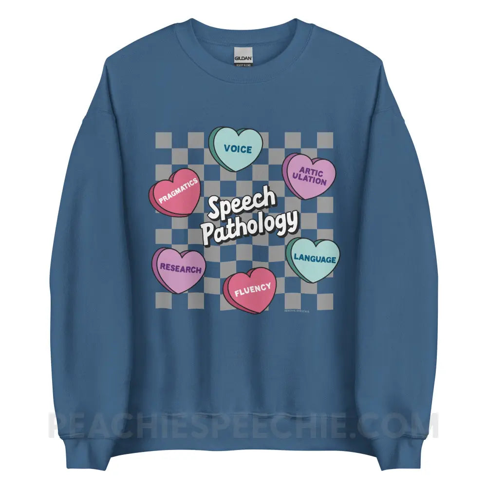 Speech Pathology Candy Heart Checkerboard Classic Sweatshirt - peachiespeechie.com