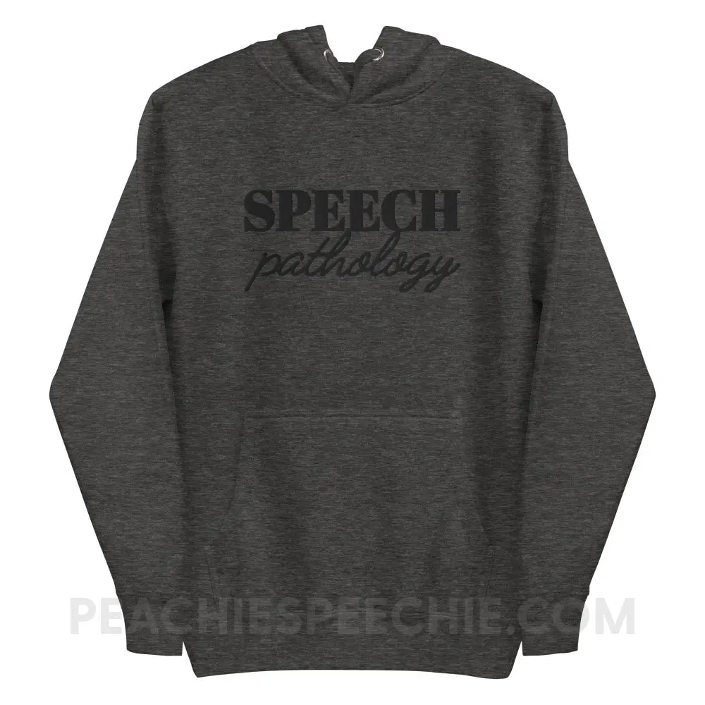 Speech Pathology Embroidered Fave Hoodie - Charcoal Heather / S - peachiespeechie.com