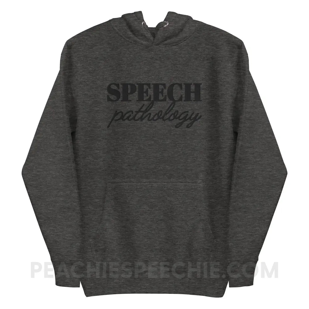 Speech Pathology Embroidered Fave Hoodie - Charcoal Heather / S - peachiespeechie.com