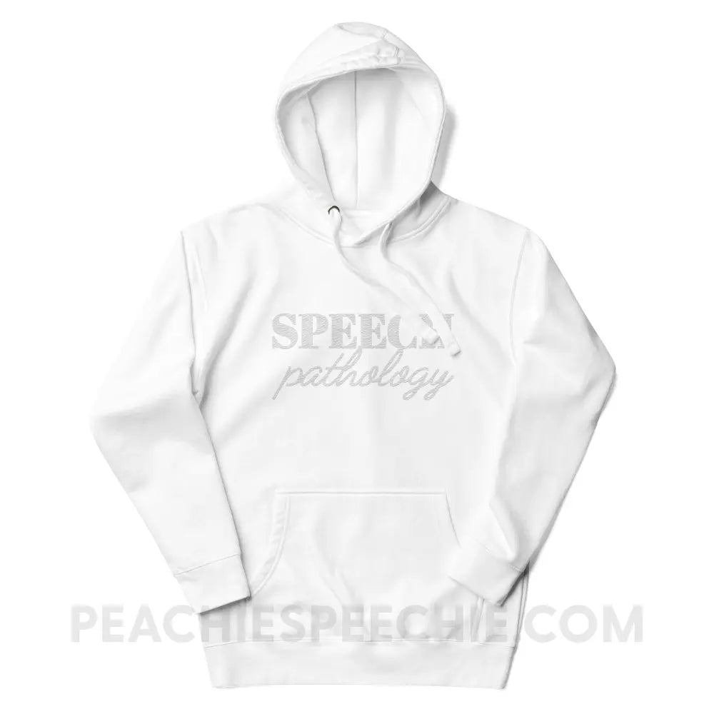 Speech Pathology Embroidered Fave Hoodie - White / S - peachiespeechie.com